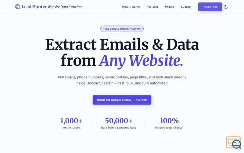 Screenshot of Lead Hunter – Website Data Enricher