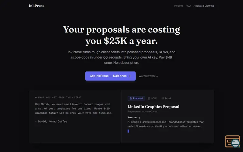 Screenshot of InkProse