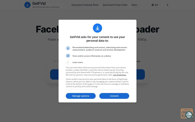 Screenshot of GetFVid
