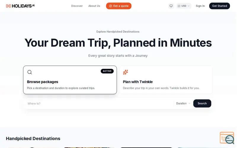 Screenshot of Theholidays.ai