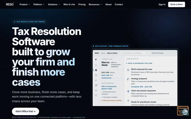 Screenshot of RESO.tax