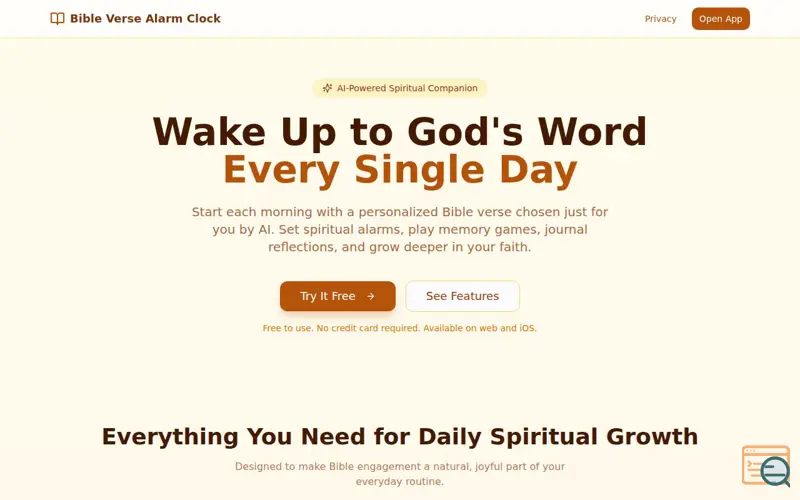 Screenshot of Bible Verse Alarm Clock