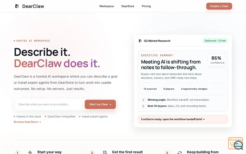 Screenshot of DearClaw