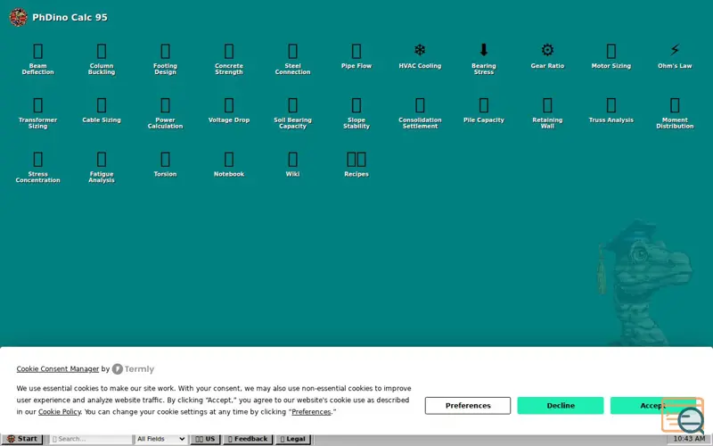 Screenshot of PhDino Calc 95
