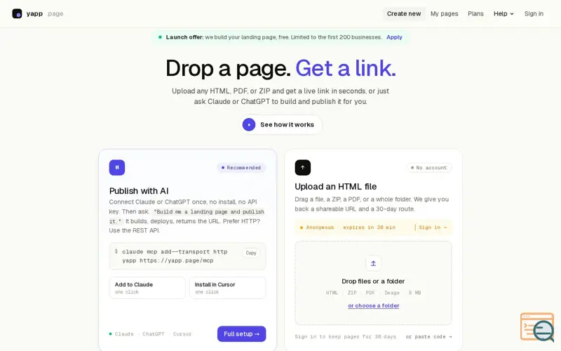Screenshot of Yapp, a launch using Umami