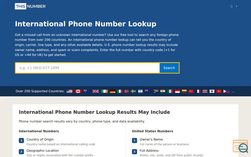 Screenshot of ThisNumber