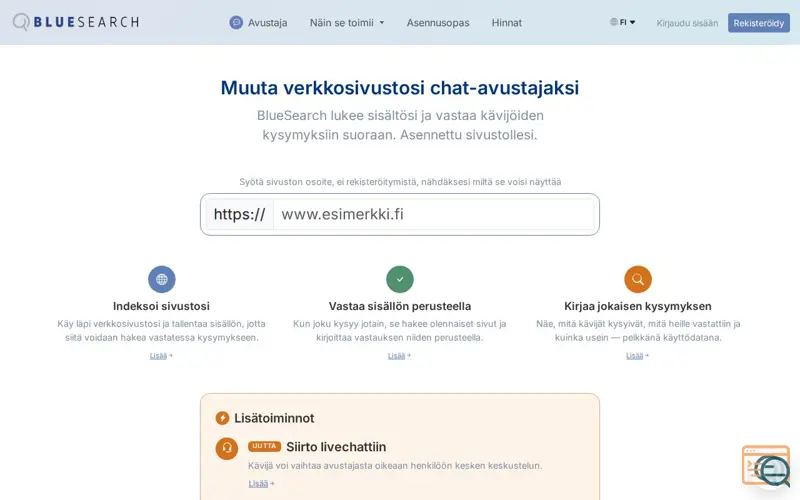 Screenshot of AI assistant based on site scrape, a launch using MissHosting