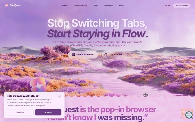 Screenshot of SiteQuest