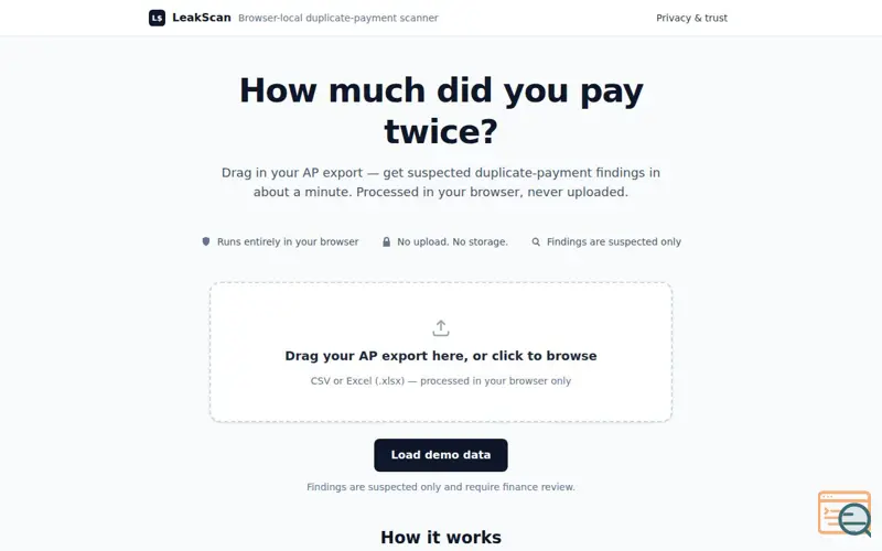 Screenshot of LeakScan