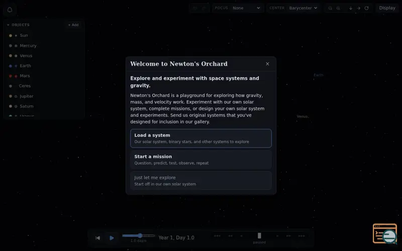 Screenshot of Newton’s Orchard