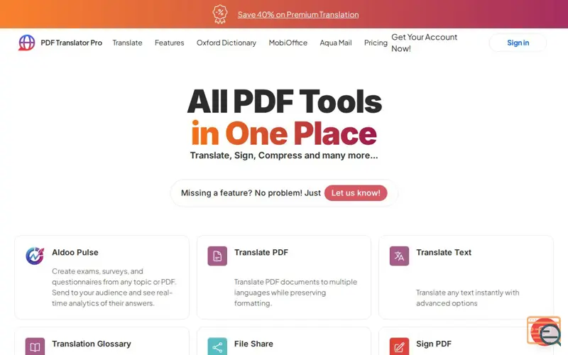 Screenshot of PDF Translator Pro