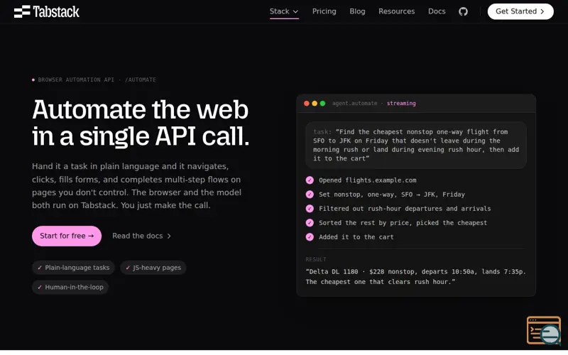 Screenshot of Tabstack Browser Automation