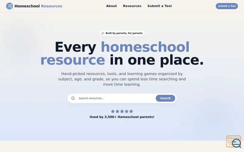 Screenshot of Homeschool Resource Directory