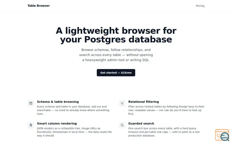 Screenshot of Postgres Table Browser