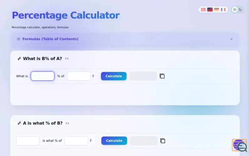 Screenshot of Ratias Percentage Calculator