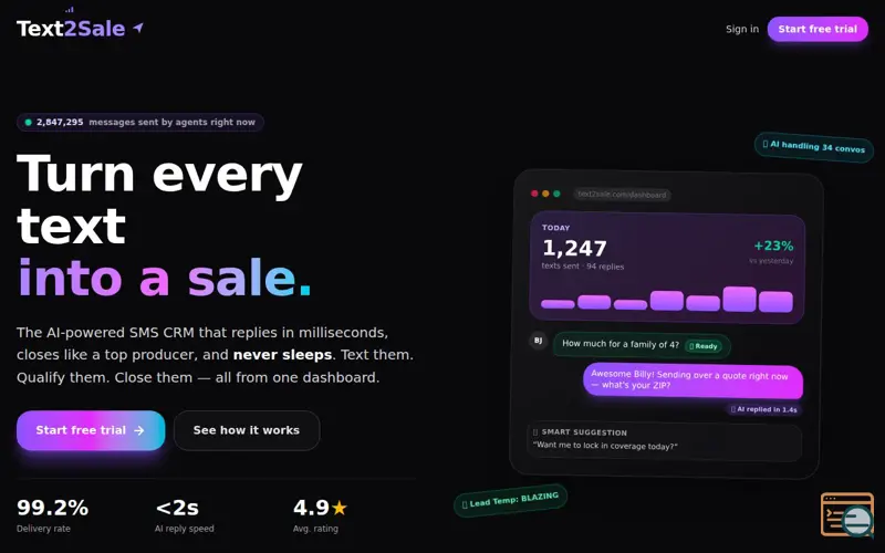 Screenshot of Text2Sale