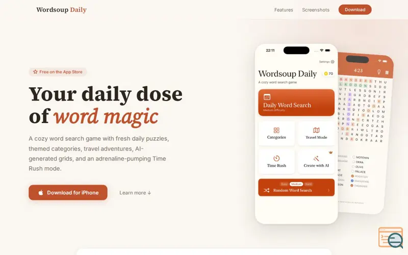 Screenshot of Wordsoup Daily