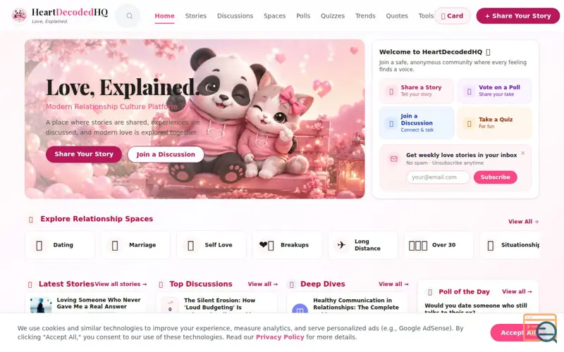 Screenshot of HeartDecodedHQ | Relationship Stories & Community
