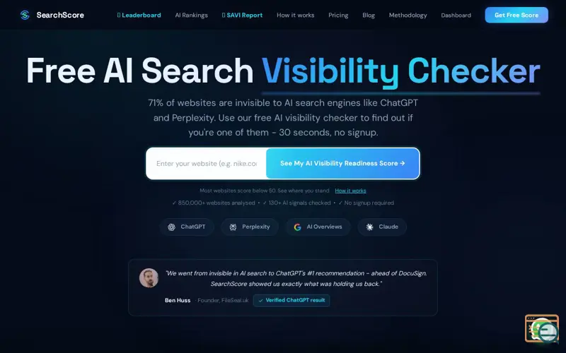 Screenshot of SearchScore