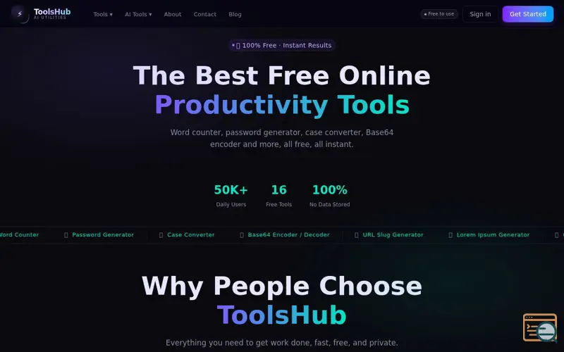 Screenshot of ToolsHub