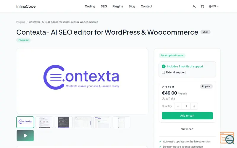 Screenshot of Contexta — AI SEO Editor for WordPress