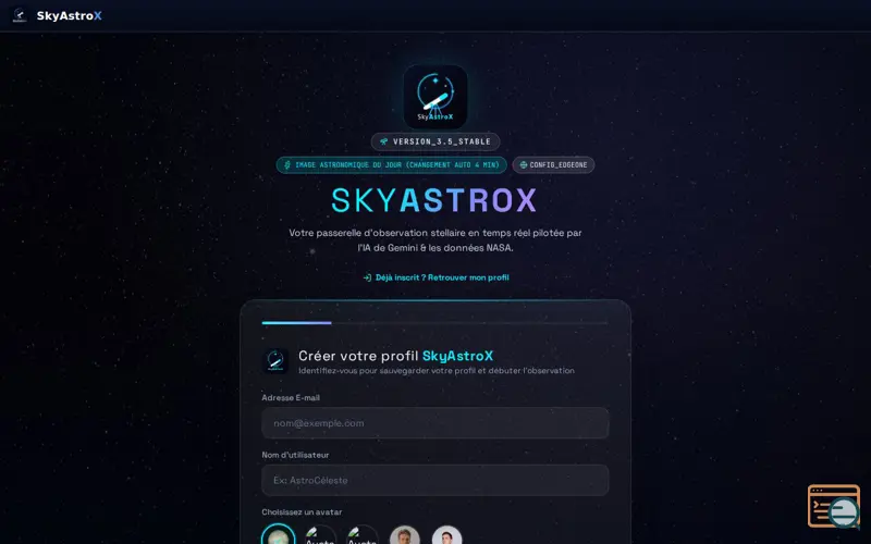 Screenshot of SkyAstroX