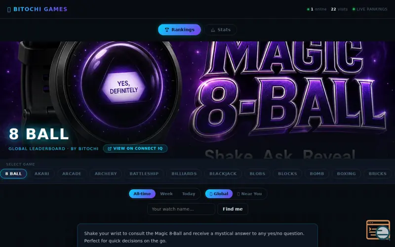 Screenshot of Bitochi Games - Global Leaderboard