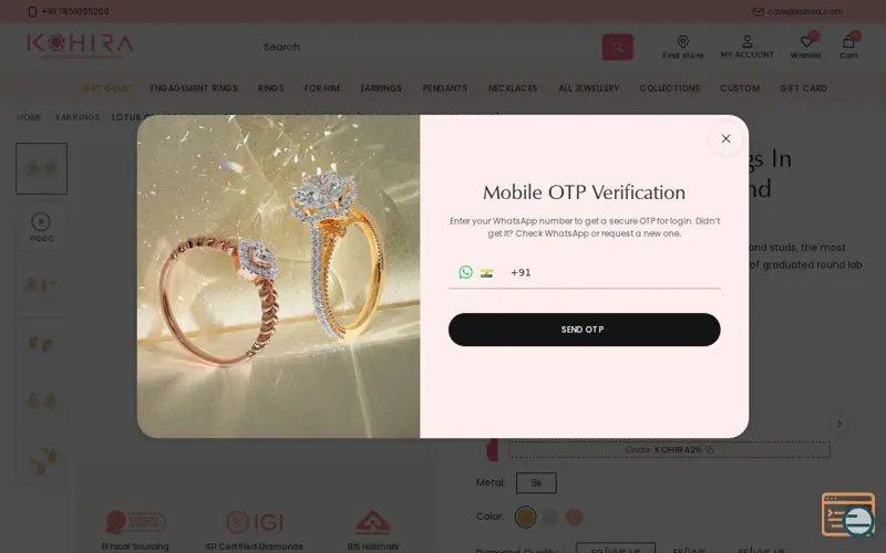 Screenshot of Lotus Cluster Stud Earrings, a launch using ClickGuard