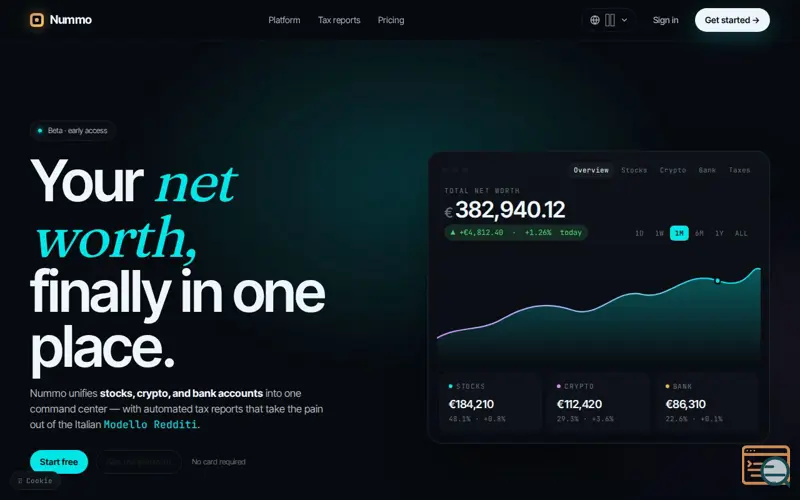 Screenshot of Nummo Finance, a launch using Keycloak