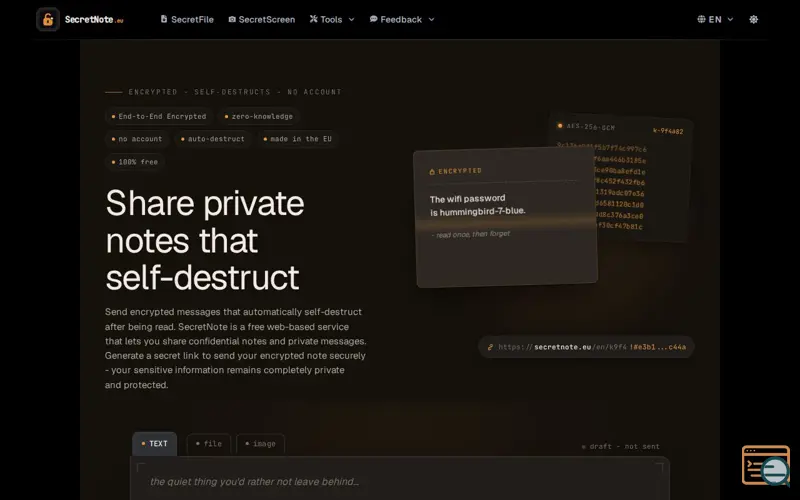 Screenshot of SecretNote