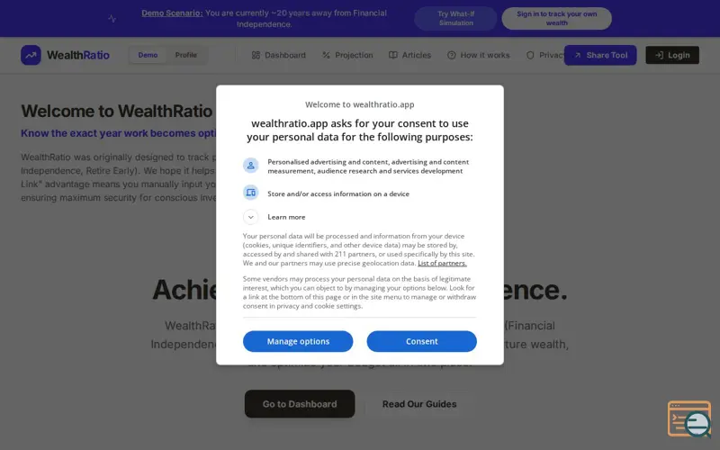 Screenshot of WealthRatio