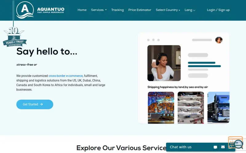 Screenshot of International Shipping & Logistics , a launch using TinyMCE