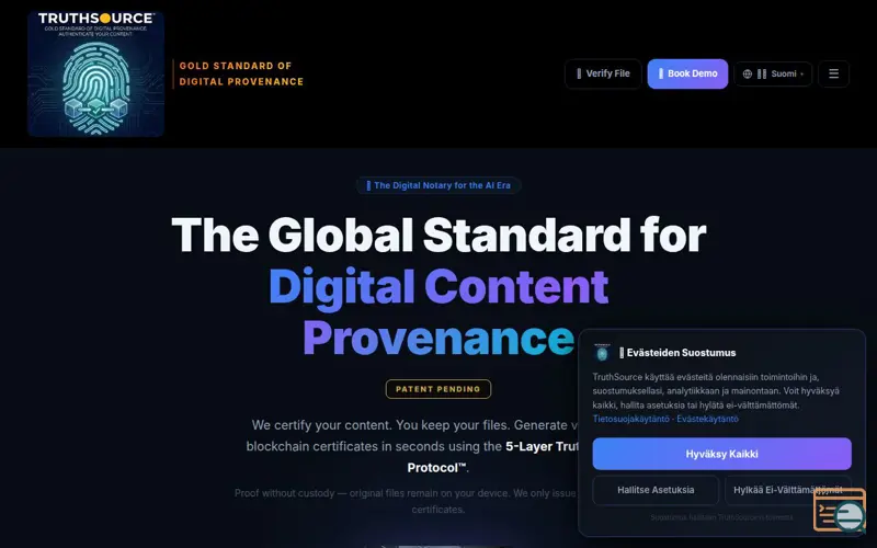 Screenshot of TRUTHSOURCE.PRO, a launch using Facebook SDK