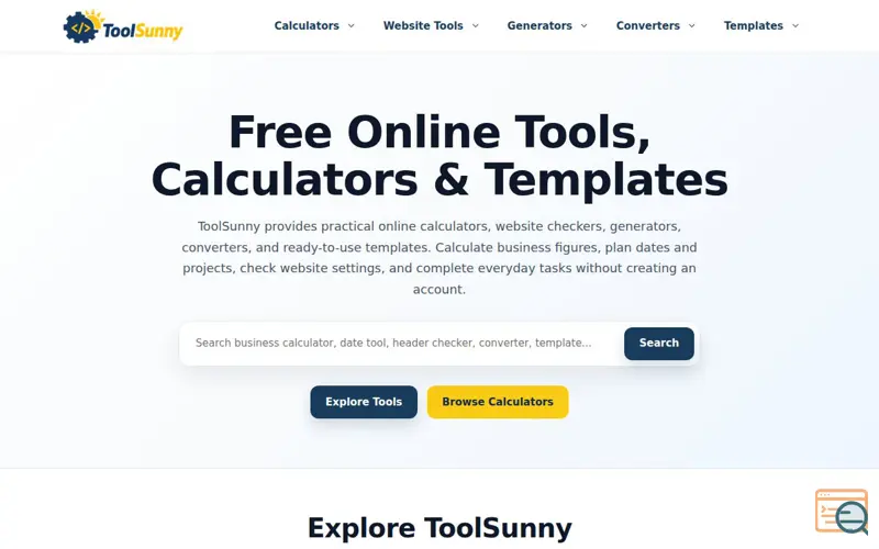 Screenshot of ToolSunny