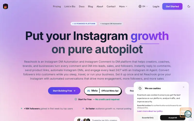 Screenshot of Reachook
