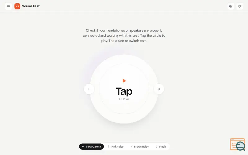 Screenshot of Online Sound Test