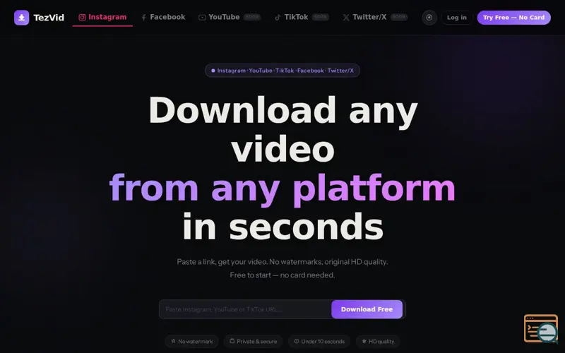 Screenshot of TezVid-Free Insta, FB, YT Video Download