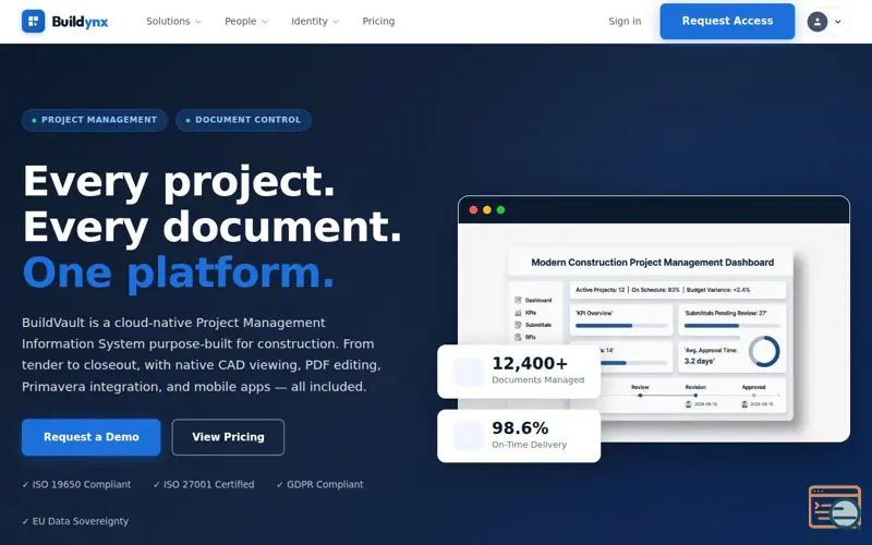 Screenshot of BuildVault (PMIS) Construction ERP