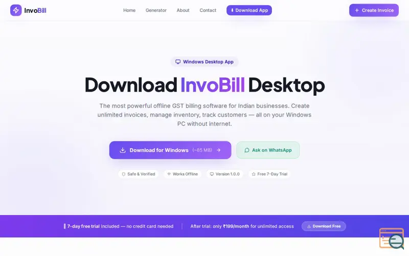 Screenshot of InvoBill