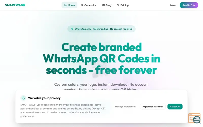 Screenshot of SmartWAQR