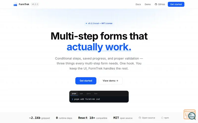 Screenshot of FormTrek