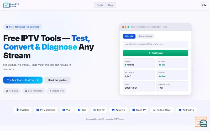 Screenshot of FreeIPTVCheck
