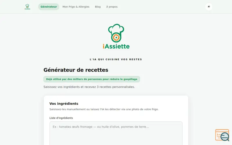 Screenshot of iAssiette