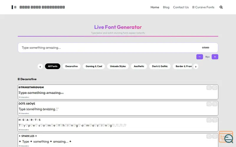 Screenshot of livefontgenerator.com