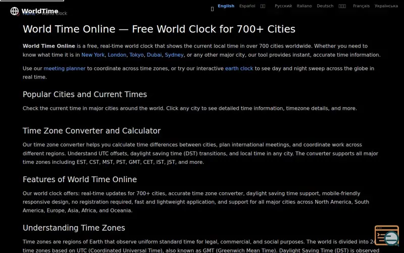 Screenshot of World Time Online
