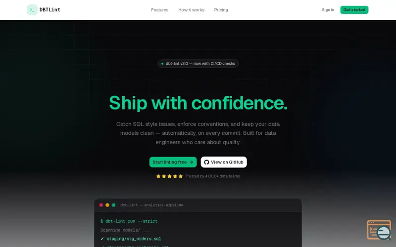 Screenshot of DBTLint