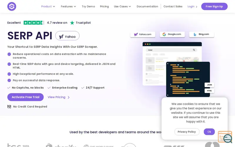 Screenshot of SERPHouse, a launch using Capturly