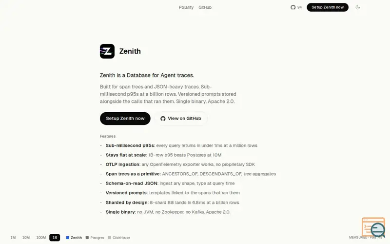 Screenshot of ZenithDB