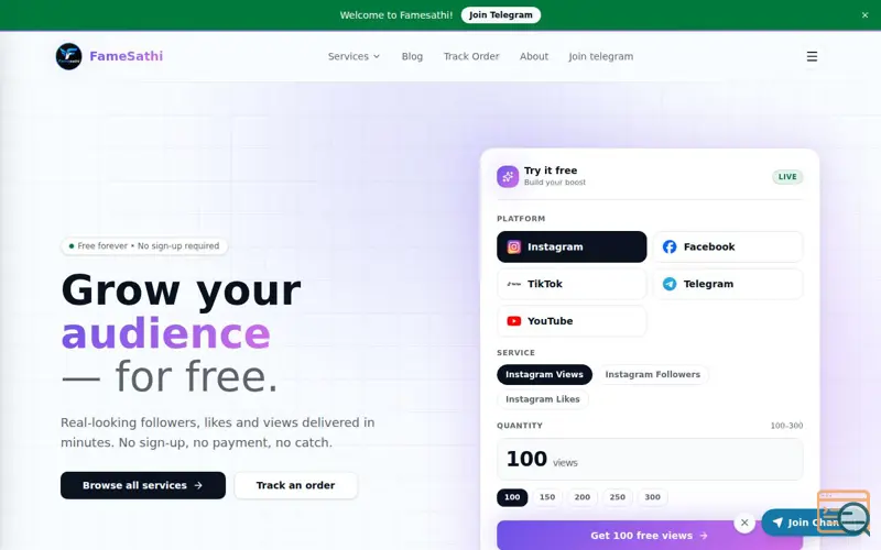 Screenshot of FameSathi