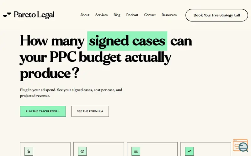 Screenshot of Legal PPC Calculator
